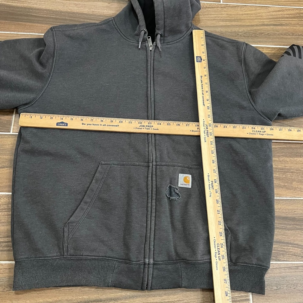 Carhartt Mens Hoodie Full Zip Gray Heavy Classic Utility Grunge Work Jacket L - Picture 7 of 7